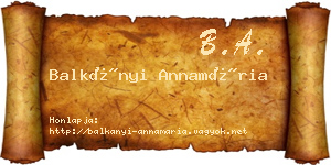 Balkányi Annamária névjegykártya