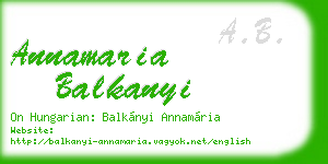 annamaria balkanyi business card